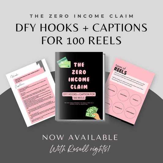 The Zero Income Claim | 100 DFY Hooks + Captions